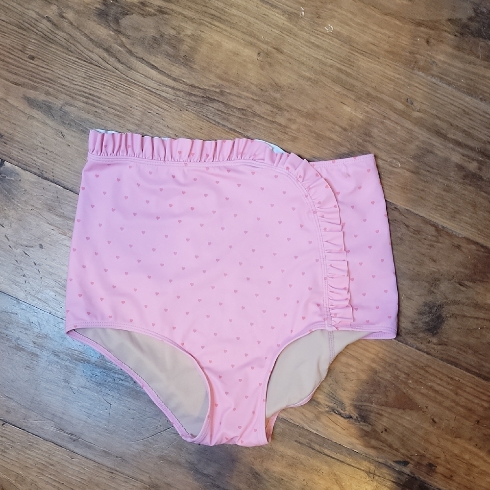 Pink Ruffled Womens KORTNIE JEANE Swim Bottoms SMALL